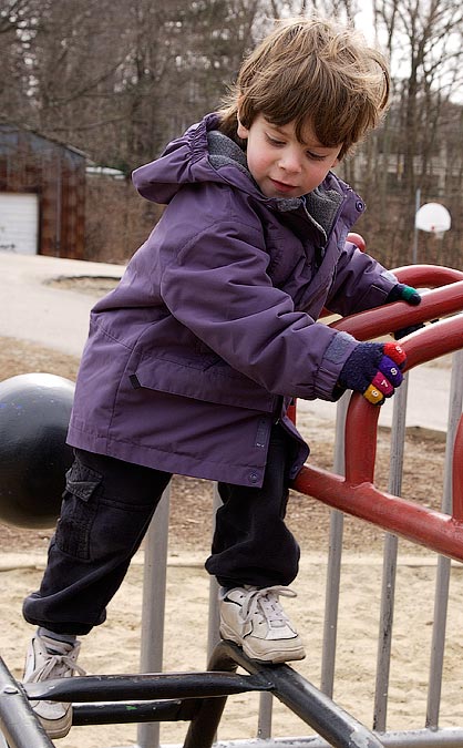 Eytan at the Newton Center playground; ; Nikon D1X; 3/2/2002 11:57:01.2 AM; Color; Data Format: RAW (12-bit); Compression: None; Image Size: Large (3008 x 1960); Lens: 28-105mm f/3.5-4.5; Focal Length: 44mm; Exposure Mode: Aperture Priority; Metering Mode: Multi-Pattern; 1/160 sec - f/8; Exposure Comp.: 0 EV; Exposure Difference: 0 EV; Flash Sync Mode: Not Attached; Sensitivity: ISO 200; Color Mode: Mode II (Adobe RGB); Hue Adjustment: 3; White Balance: Cloudy; Tone Comp: Normal; Sharpening: None
