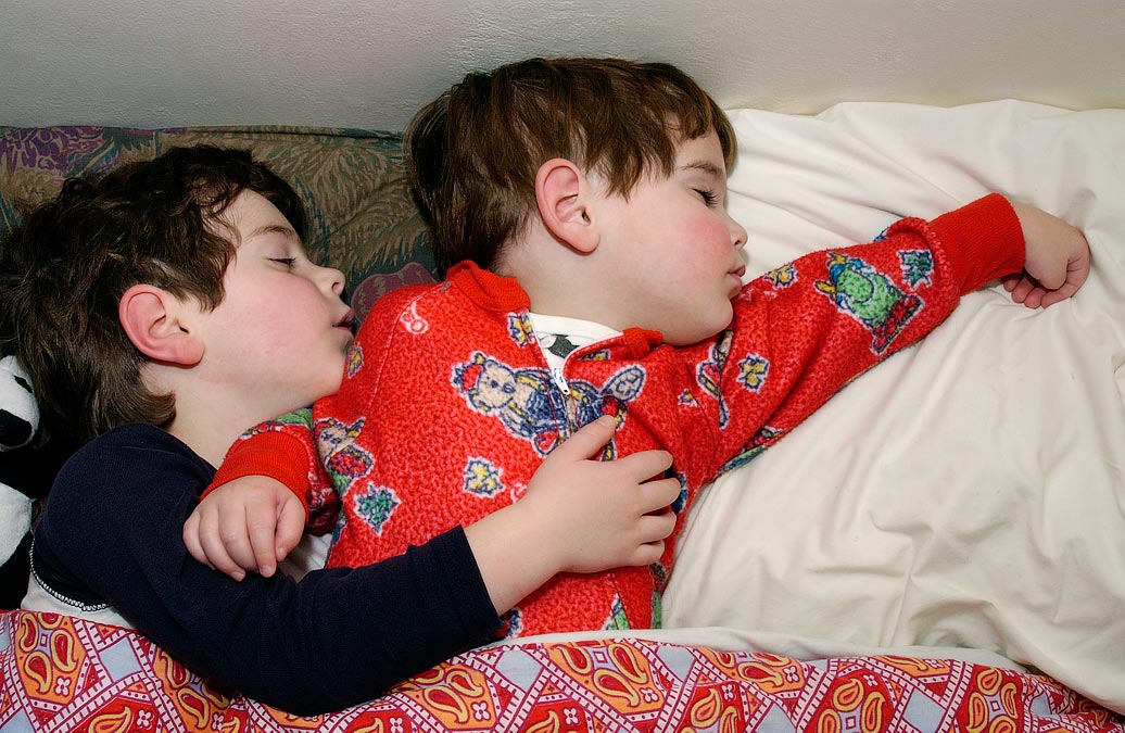 Eytan and Noah have been sleeping together for the last few days.  This will have to stop though, because Noah keeps waking everybody up and squirming.; Newton, MA