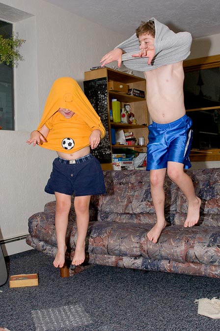 Noah and Eytan sofa jumping