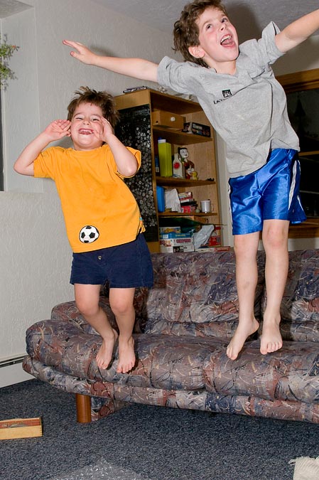 Noah and Eytan sofa jumping