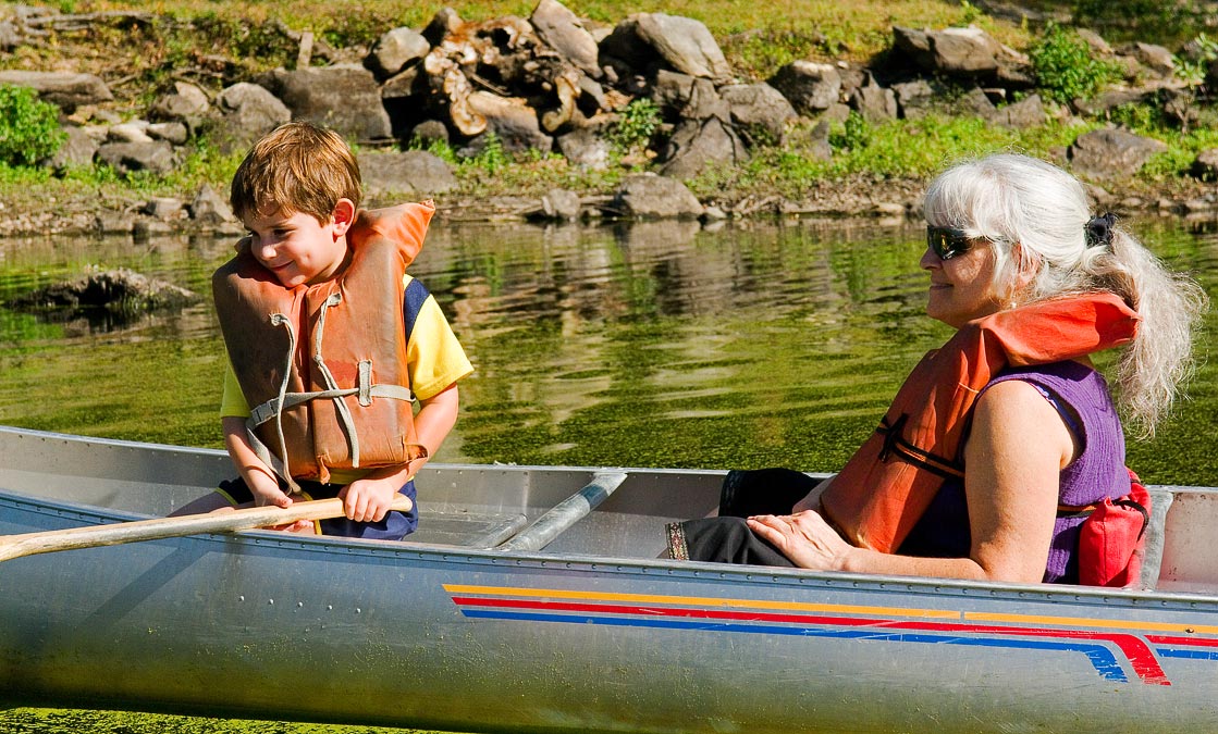 Canoeing:  Noah and Safta; Concord; MA; USA