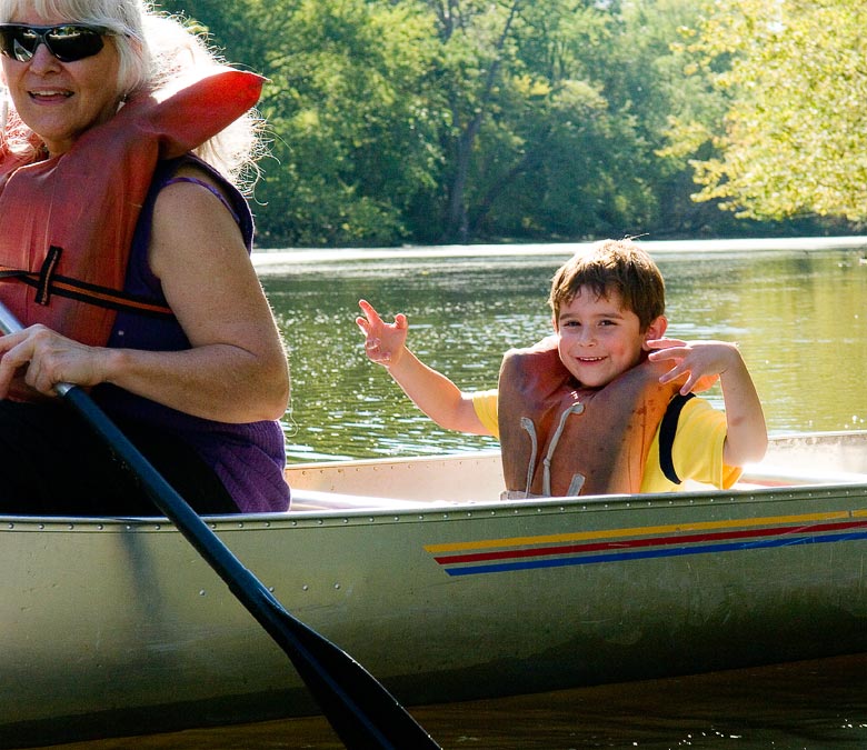 Canoeing:  Safta and Noah; Concord; MA; USA
