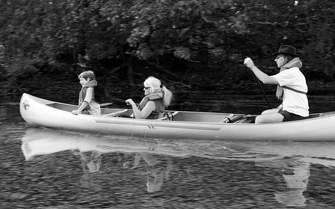 Canoeing:  Eytan, Safta and David; Concord; MA; USA