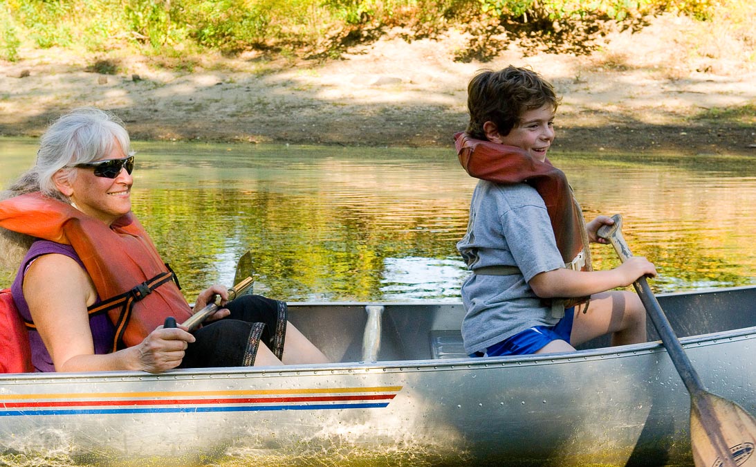 Canoeing:  Safta and Eytan; Concord; MA; USA