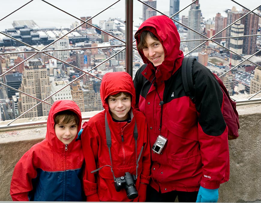Noah, Eytan and Anne; Empire State Building observation deck; New York; NY; US