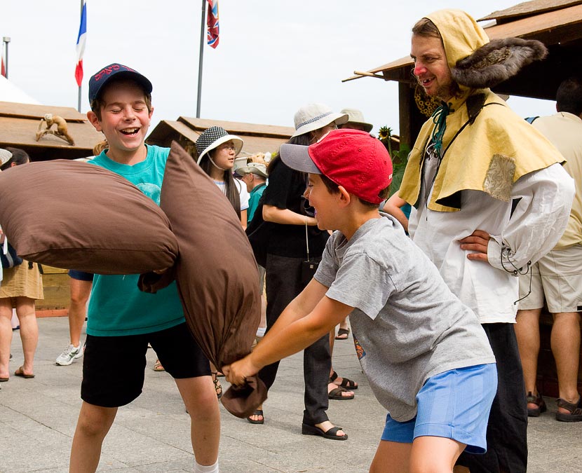 New France Festival; Eytan and Noah in a pillow fight; Quebec; Quebec; CA