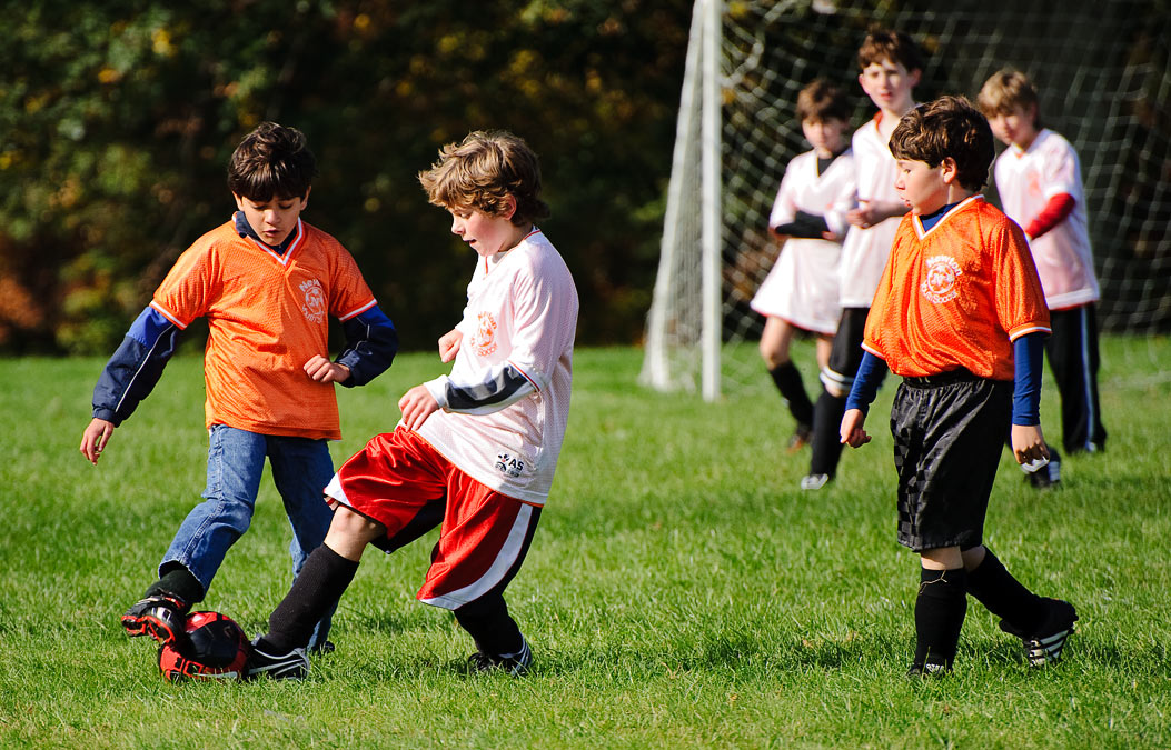 Eytan playing soccer (team name Agena); Upper Falls Playground; Newton; MA; US