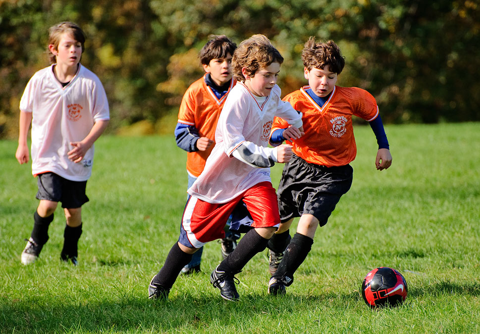 Eytan playing soccer (team name Agena); Upper Falls Playground; Newton; MA; US