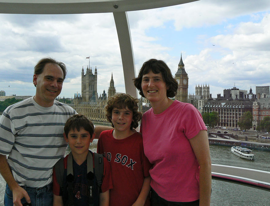 Michael, Noah, Eytan and Anne in the London Eye; London Eye; London; MA; England