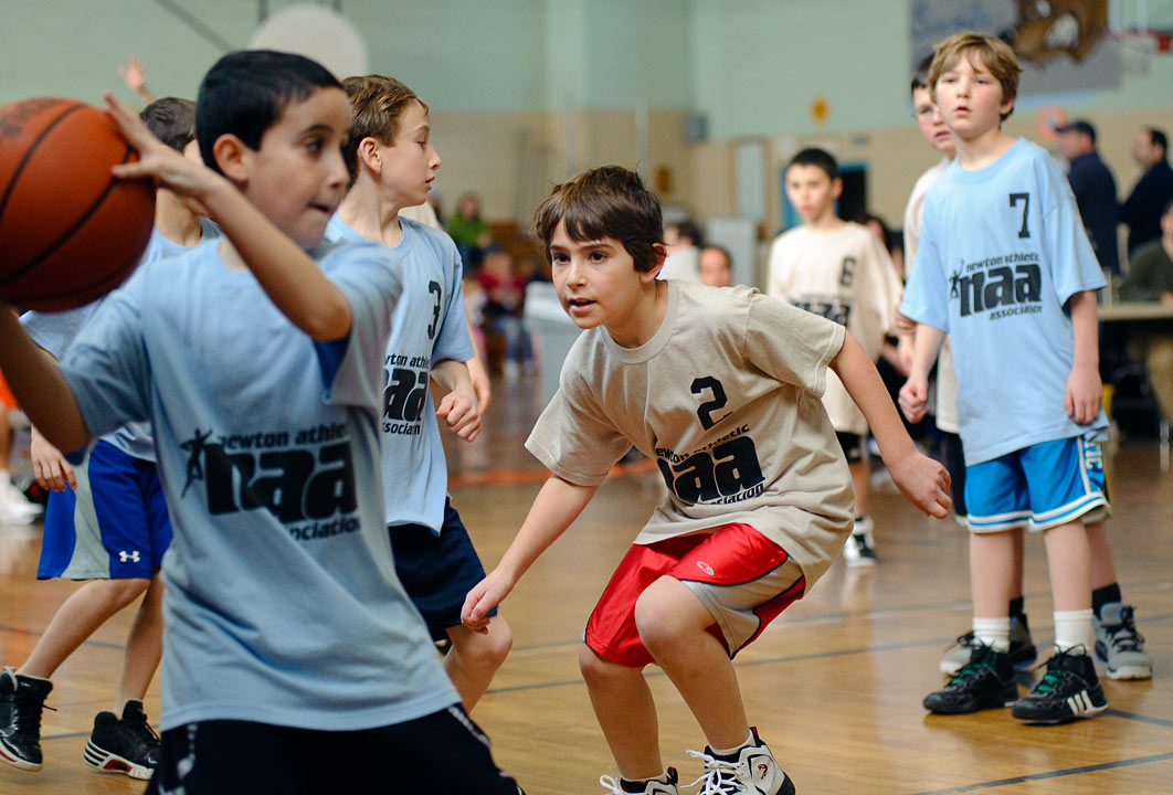 Noah playing basketball; Brown Middle School Gym; Newton; MA; US