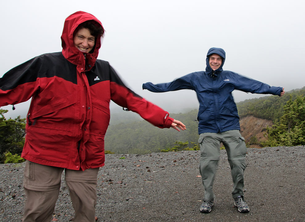 Forecast on Ruapehu was 100km/h winds; Anne and Michael; Tongariro National Park; North Island; New Zealand