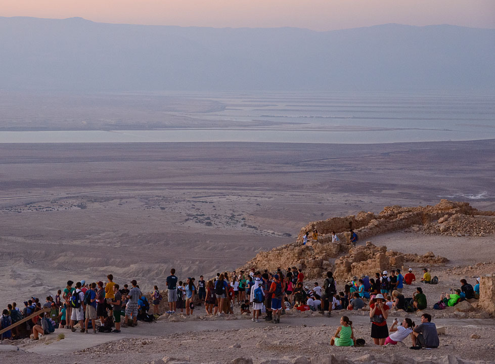 Watching sunrise on Masada; Masada; MA; Israel