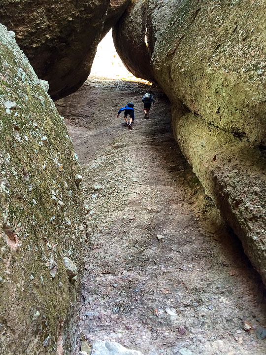 Eytan and Noah climbing; Pinnacles National Park; CA; USA