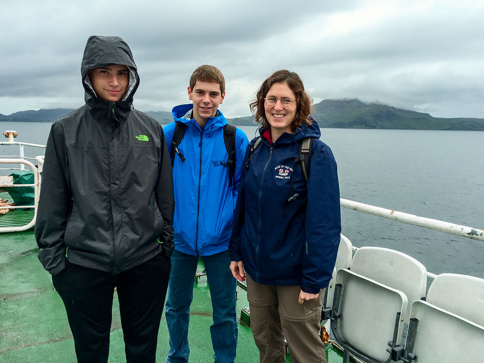 Noah, Eytan and Anne; Tobermory to Kilchoan ferry; MA; Scotland